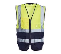 Blackrock Yellow & Navy Premium Hi Vis Vest con tasche, portadocumenti e portachiavi, gilet uomo donna riflettente con cerniera di sicurezza, gilet di sicurezza, abbigliamento di sicurezza, EN Cert