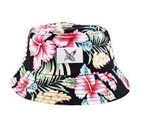 Blackskies Paradise Bucket Hat | Uomo Donna Unisex Cappello da Sole Pescatore Nero con Fiori - Basecap Streetwear Outdoor Estate Tempo Libero