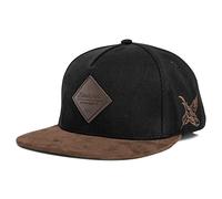 Blackskies Port Charlotte Snapback cap | Cappellino da Baseball Unisex Visiera in Similpelle Scamosciata - Nero-Marrone cap - Basecap Uomo Donna Streetwear Outdoor Estate Tempo Libero