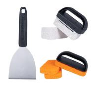 Blackstone 5463 - Kit di utensili per la pulizia (8 pezzi) per barbecue con parte superiore piatta, accessori per interni ed esterni, 1 raschietto per piastra in acciaio inox, 3 spugnette abrasive, 2