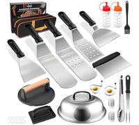 Blackstone - Kit di accessori per piastra da 24 pezzi, per Blackstone e Camp Chef, set di accessori per piastra superiore piatta con raschietto, spatole ingrandite, copertura per barbecue