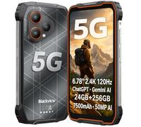Blackview 5G Rugged AI Smartphone BL7000, Dimensity 6030, 24GB+256GB, Fotocamera AI 50MP, 6,78'' 2.4K 120Hz Schermo, Batteria 7500mAh, Telefono Impermeabile IP68/IP69K, Triplo Slot, NFC GPS Arancione