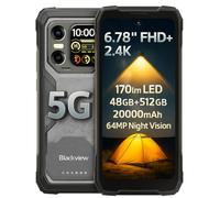 Blackview 5G IA Smartphone Incassable XPLORE 1, 48Go+512Go, Double Écran 6,78" FHD+ 2,4K, Lampes Torches LED 170lm, 64MP+50MP+20MP Vision Nocturne, Batterie 20000mAh, IP68 Téléphone Robuste, Noir