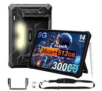 Blackview Active 10 Pro 5G Rugged Tablet 30000mAh Batteria, 36GB+512GB/2TB Rugged Smartphone, 10.95" FHD+ Robusto Tablet, Luce da campeggio, 108MP+50MP, 2 Altoparlanti, IP68, 4G LTE,OTG,GPS,NFC, Nero