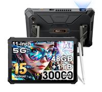 Blackview Active 12 Pro (48GB+1TB) 5G Rugged Tablet Android 15, con Proiettore, 30000mAh Robusto Tablet 11 Pollice FHD+, 400lm Luce da campeggio, 108MP+50MP, 2*2W Altoparlanti, IP68,4G,OTG,GPS,NFC,FM