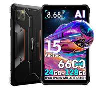 Blackview Active 5 AI Rugged Tablet 2025, 3 Modelli AI, 8.68" HD+ 90Hz Android 15 tablet impermeabile, 24GB+128GB, 16MP+13MP, 6600mAh Smartphone Robusto, Dual SIM 4G/ IP68/NFC/OTG/GPS (Nero)