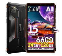 Blackview Active 5 AI Rugged Tablet 2025, 3 Modelli AI, 8.68" HD+ 90Hz Android 15 tablet impermeabile, 24GB+128GB, 16MP+13MP, 6600mAh Smartphone Robusto, Dual SIM 4G/ IP68/NFC/OTG/GPS (Arancione)