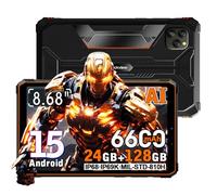 Blackview Active 5 Rugged Tablet PC 8.68 inch, 24GB+128GB+2TB Tablet in Offerta, 6600mAh Rugged Smartphone, Altoparlanti 2W*2, IP68/69K Robusto Tablet Android 15, Dual 4G,5G WIFI,GPS,OTG,NFC, Arancia