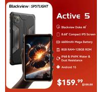Blackview Active 5 Tablet PC robusto da 8,68 pollici, Android 15 Unisoc T615 Octa Core, mini pad AI da 8 GB di RAM 128 GB di ROM, 6600 mAh/18 W Black