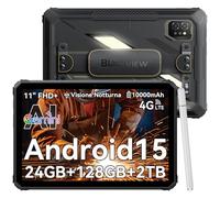 Blackview Active 7 tablet rugged da 11 pollici, tablet resistente IP68/IP69K, antiurto (caduta 1,22 m), 4G LTE, 10000 mAh 45W, 24 GB RAM + 128 GB, fotocamera notturna, luce da campeggio, GPS, NFC