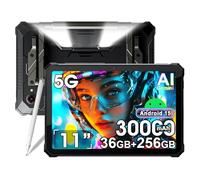 Blackview Active12 Pro 5G Rugged Tablet Con Proiettore, 30000mAh, 11" Display FHD+ 36GB+256GB/2TB Robusto Tablet, 400lm Luce da campeggio, 108MP+50MP, 2 * 2W Altoparlanti, IP68,4G,OTG,GPS,NFC,FM Nero