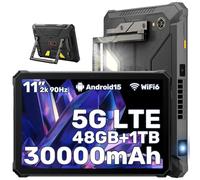 Blackview Active12Pro Outdoor Tablet con Proiettore da 120", 48GB RAM + 1TB ROM/2TB TF, 30000 mAh/Caricabatterie da 120W, 11 Pollici FHD+ Rugged Tablet, 108MP + 50MP, Dimensity 7300/Dual 5G LTE