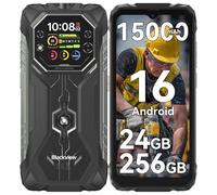 Blackview Android 16 Outdoor Handy für Baustelle & Camping, Smartphone a doppio schermo 15000mAh Ohne Vertrag, 20MP Nachtsicht, IP69K Wasserdicht, 24GB+256GB, Gemini AI/NFC/3 giorni di garanzia