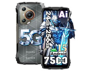 Blackview BL7000 Android 15 Rugged Smartphone 5G, 24GB+256GB/2TB Telefono Robusto, 6.78" FHD+ 2.4K Telefono Indistruttibile, 50MP AI Fotocamera, 7500mAh, Dual SIM,NFC,OTG,GPS,FM,3 Slot Carte,Noir