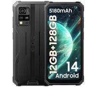 Blackview BV4800 Pro Telefono robusto, 12 GB di RAM+128 GB ROM Android 14 Smartphone robusto, 6,56 '' HD+, fotocamera 8MP+16MP, impermeabile 5180 mAh, NFC, 3 slot per schede, telefono sbloccato - nero