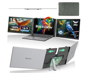 Blackview DCM6 - Estensore triplo per schermo portatile, 14" 1080P FHD IPS, schermo esterno portatile, due cavi USB C da viaggio per laptop da 13-17", Plug & Play, compatibile con Windows/Mac/Chrome