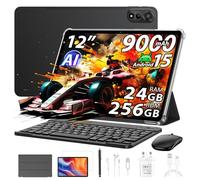 Blackview Mega 2 12 Pollici Tablet con Tastiera e Mouse, 24GB+256GB/2TB Android 15, 2 Altoparlanti,Widevine L1, 2.4K FHD+, 9000mAh, 5G WiFi 4G LTE Tablet PC Mode,OTG,Protettiva,Penna intelligente,Nero