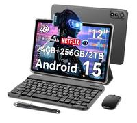 Blackview Mega 2 Tablet 12", Android 15, 24GB RAM 256GB ROM, Dual SIM 4G 5G WiFi, Fotocamere IA, 9000mAh, Widevine L1, GPS, con Tastiera, Mouse, Custodia, Penna