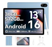 Blackview MEGA 8 Android 16 Tablet 13 Pollici,36GB RAM + 512GB ROM (TF 2TB),Octa Core T620 2.2GHz,50MP+13MP,2K FHD/90Hz,Doppio SIM 4G LTE+5G WiFi Gaming Tablets,11000mAh/18W,Widevine L1/AI/GPS/Pen