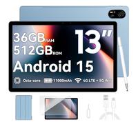 Blackview MEGA 8 Tablet 13 Pollici Android 15 Tablet 36GB RAM + 512GB ROM (TF 2TB), Octa Core T620 2.2GHz, 50MP+13MP, 2K FHD/90Hz, Doppio SIM 4G LTE+5G WiFi, 11000mAh/18W, Widevine L1/AI/GPS/Pen/2025