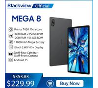 Blackview MEGA 8 Tablet Display FHD+ da 13 pollici Unisoc T620, 12 GB + 24 GB RAM 512 GB ROM 11000 mAh Batteria 50 MP Android 15 4G Tablet PC Green 12GB 256GB