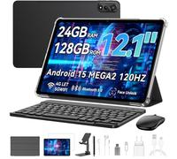 Blackview Mega2 Tablet 12 Pollici Android 15, 24GB RAM + 128GB ROM, 120HZ 2K FHD Gaming Tablet con Tastiera Mouse Mouse Auricolare, 4G LTE+5G WiFi, 9000 mAh, WideVine L1, Doppia Fotocamera