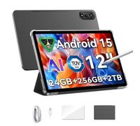 Blackview Mega2 Tablet 12 Pollici Android 15, 24GB RAM+256GB ROM(TF 2TB), 2K FHD IPS Display Gaming Tablet, Dual 4G LTE+5G WiFi,Octa Core T615, 9000 mAh,WideVine L1, Face ID, GPS Con Custodia & Penne