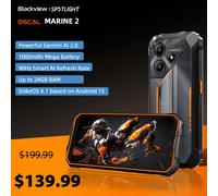 Blackview OSCAL MARINE 2 Smartphone AI Android 15, display HD+ da 6,56", 24(8+16)GB 256GB, sblocco robusto per smartphone, 11000mAhNFC Orange