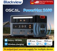 Blackview OSCAL PowerMax 2400 Power Station Batteria LiFePO4 da 1872 Wh, 2400 W (picco 4800 W), generatore solare a 16 uscite, controllo WiFi o Bluetooth, 0 dB, silenzioso, doppi altoparlanti Standard