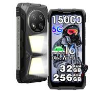Blackview ROCK 2 PRO 5G Rugged Smartphone Lampada campeggio 400 lm, Android 16, 32GB+256GB AI telefono, 6.67 FHD+120Hz, 15000mAh, 16MP+13MP, Telefono Indistruttibile IP68&IP69K/WiFi 5/NFC/OTG/Nero