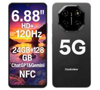 Blackview Shark 6 5G Smartphone con IA, 24GB+128GB, Display 6.88" HD+ 120Hz, 3 Assistenti IA Integrati, Doppia Fotocamera 16MP+8MP, Dual SIM Dual 5G Cellulare, Android 15 Sbloccato, GPS NFC, Nero