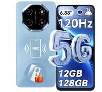 Blackview Shark 6 Smartphone 5G, 6.88''HD 120Hz Telefono Cellulare, Telefoni Android 15, Cellulari 12GB+128GB, Unisoc T8100, 5000mAh, 16+8MP, 5G Dual SIM/OTG/NFC/Face ID/Fingerprint