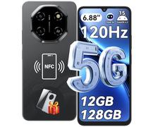 Blackview Shark 6 Smartphone 5G, 6.88''HD 120Hz Telefono Cellulare, Telefoni Android 15, Cellulari 12GB+128GB, Unisoc T8100, 5000mAh, 16+8MP, 5G Dual SIM/OTG/NFC/Face ID/Fingerprint