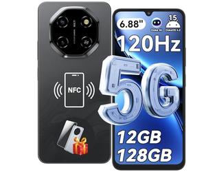 Blackview Shark 6 Smartphone 5G, 6.88''HD 120Hz Telefono Cellulare, Telefoni Android 15, Cellulari 12GB+128GB, Unisoc T8100, 5000mAh, 16+8MP, 5G Dual SIM/OTG/NFC/Face ID/Fingerprint