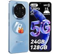 Blackview Shark 6 Smartphone 5G, 6.88''HD 120Hz Telefono Cellulare, Telefoni Android 15, Cellulari 24GB+128GB, Unisoc T8100, 5000mAh, 16+8MP, 5G Dual SIM/OTG/NFC/Face ID/Fingerprint