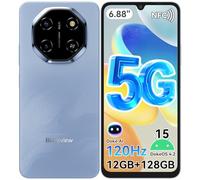 Blackview Shark 6 Smartphone 5G, Telefono Cellulare 6.88'' HD 120Hz, Android 15, Unisoc T8100, 12GB+128GB/2TB TF, 5000mAh, 16MP+8MP, 5G Dual SIM/OTG/NFC/Face ID/Fingerprint