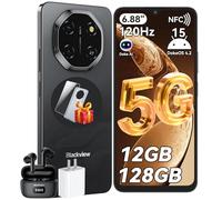 Blackview Shark 6 Smartphone 5G, Telefono Cellulare 6.88'' HD 120Hz, Android 15, Unisoc T8100, 12GB+128GB/2TB TF, 5000mAh, 16MP+8MP, 5G Dual SIM/OTG/NFC/Face ID/Fingerprint