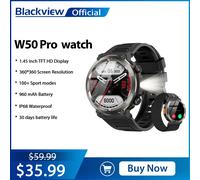 Blackview Smartwatch W50 Pro Display TFT HD da 1,45 pollici 960mAh LED lampeggiante Chiamate telefoniche Monitoraggio della salute e del fitness Orologio sportivo Khahi
