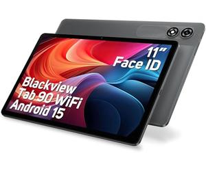 Blackview Tab 90 WiFi Tablet Android 15 da 11 pollici, 12 (4 + 8 espandibile)GB RAM & 128GB ROM(TF 2TB), Octa-core T606, Doppia Fotocamera 13 MP + 8 MP, 8200 mAh/WiFi 5G/Face ID/Widevine L1/GPS/BT 5.0