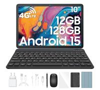 Blackview Tab60Pro Android 15 Tablet 10 Pollici 4G LTE & 5G WiFi 12GB RAM 128GB ROM/2TB TF Octa-Core, 7700mAh, Face ID Widevine L1/GPS, Tablet con Tastiera, Custodia, Mouse, Penna, 3.5mm Auricolari