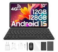 Blackview Tab60Pro Android 15 Tablet 10 Pollici 4G LTE & 5G WiFi 12GB RAM 128GB ROM/2TB TF Octa-Core, 7700mAh, Face ID Widevine L1/GPS, Tablet con Tastiera, Custodia, Mouse, Penna, 3.5mm Auricolari