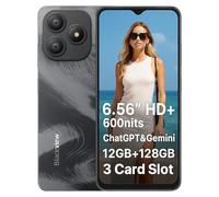 Blackview Wave 9C 4G AI Smartphone Offerte, 6,56'' 600nits Schermo, 12GB+128GB(2TB Esterna), 3 Assistenti Intelligenti IA, 13MP+8MP, 3 Slot per Schede, Android 15 DUAL SIM Cellulare Libero, GPS Nero