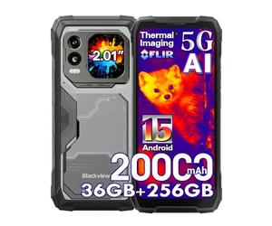 Blackview Xplore 1 Pro 5G Rugged Smartphone Termocamera, 36GB+256GB/2TB Android 15 Telefono Robusto 20000mAh, 64MP+50MP AI Camera, 6.78" FHD+ Doppio Display, IP68/IP69K/4G/NFC/OTG/GPS/FM, Nero