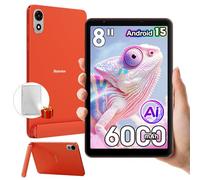 Blackview Zeno 1 8 Pollici Tablet Android 15, 12GB+64GB/2TB TF, Widevine L1, 6000mAh, 5G WiFi + 4G LTE Tablet PC, 8MP+8MP, Gemini Al 2.0/OTG/GPS/Hall/3.5mm jack/Custodia di Protezione,Arancio