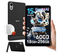 Blackview Zeno 1 8 Pollici Tablet Android 15, 18GB+256GB/2TB TF, Widevine L1, 6000mAh, 5G WiFi 4G LTE Tablet PC, 8MP+8MP, Gemini Al 2.0/OTG/GPS/Hall/3.5mm jack/Custodia di Protezione,Nero