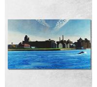 Blackwell'S Island Isola di Blackwell Edward Hopper, eho3 Quadro Stampato su Tela Fine Art, Intelaiato Pronto da Appendere, assemblato a Mano, 75x45 cm