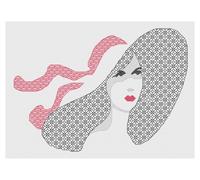 Blackwork Kit Ricamo O Motivo By Florashell - Lady IN Rosso Nastro Cappello