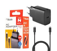 BLADE - Caricatore per Switch 2, 30 W Adattatore di Alimentazione con Cavo Rimovibile, Ricarica Rapida per Giocare e Ricarica A Volta, Caricatore da Viaggio, Compatibile con Altre Versioni