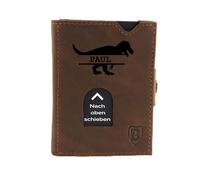 Blade® Custodia sottile per carte di credito personalizzata, per uomo/donna, con funzione pop-up, in pelle per carte di credito con protezione RFID, spazio per 6-8 carte di credito, tabacco, ohne