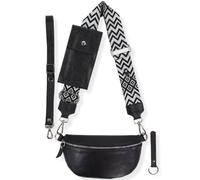 Blade Marsupio da donna in vera pelle, elegante borsa a tracolla, con 2 spallacci regolabili rimovibili, tasca sul petto da donna, Nero opzione-6, L, Marsupio